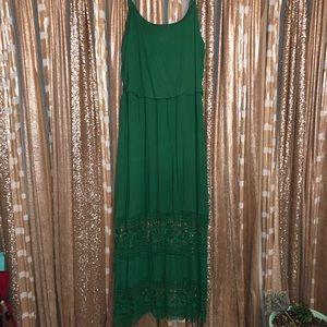 kelly green maxi dress w adjustable straps